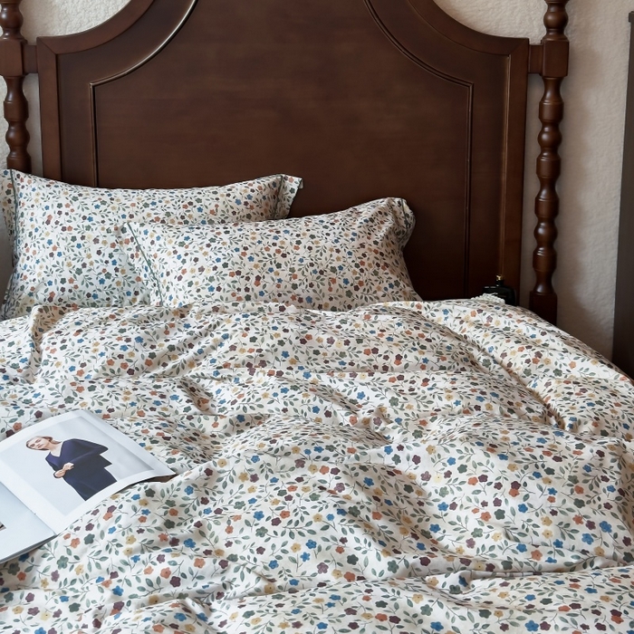 91家纺网 家纺一手货源 找家纺 由丽家纺 2025年5月柔棉全棉纯棉数码印花床单床笠款四件套（控价券后199起） 椿山集-绿