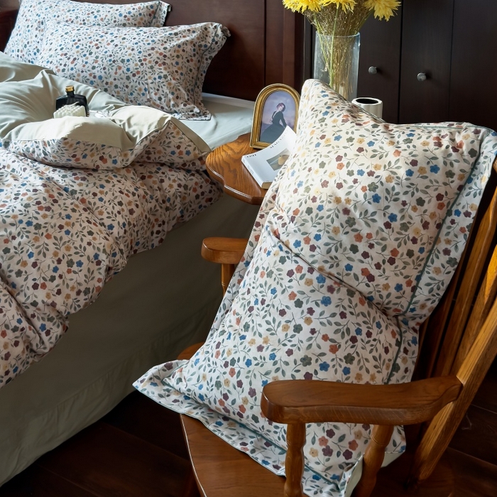 91家纺网 家纺一手货源 找家纺 由丽家纺 2025年5月柔棉全棉纯棉数码印花床单床笠款四件套（控价券后199起） 椿山集-绿