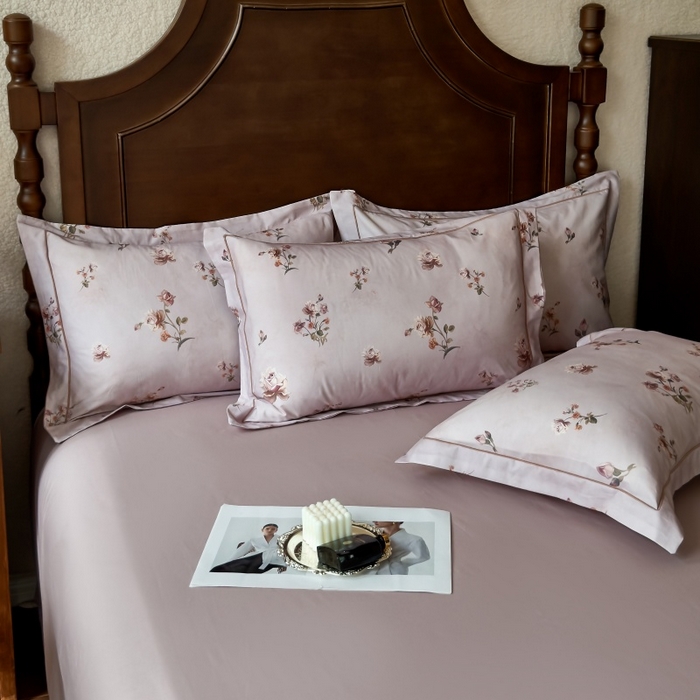 91家纺网 家纺一手货源 找家纺 由丽家纺 2025年5月柔棉全棉纯棉数码印花床单床笠款四件套（控价券后199起） 杜若-红