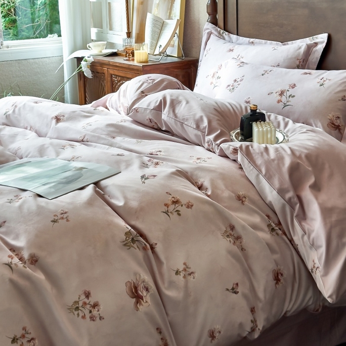 91家纺网 家纺一手货源 找家纺 由丽家纺 2025年5月柔棉全棉纯棉数码印花床单床笠款四件套（控价券后199起） 杜若-红