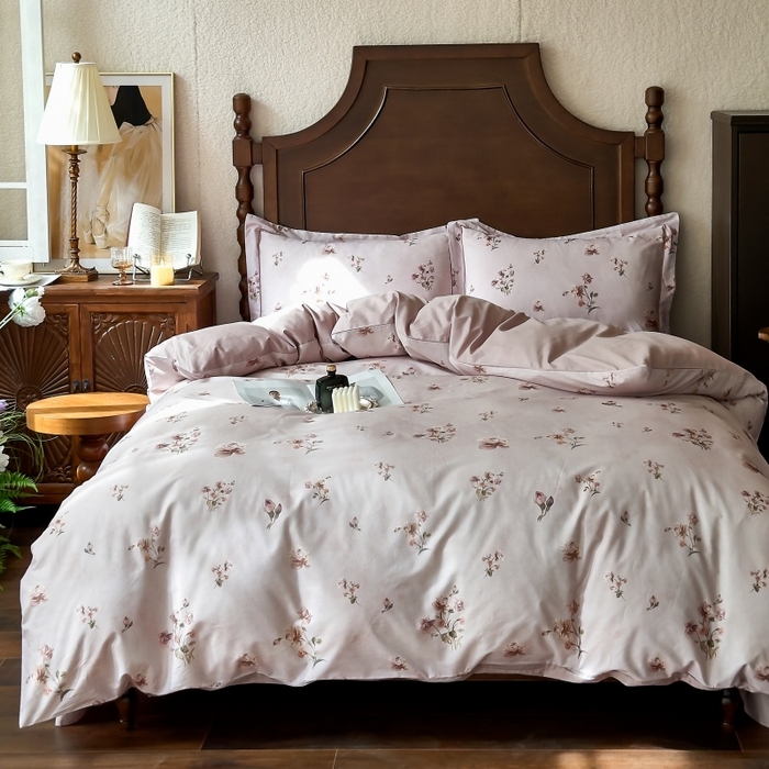 91家纺网 家纺一手货源 找家纺 由丽家纺 2025年5月柔棉全棉纯棉数码印花床单床笠款四件套（控价券后199起） 杜若-红