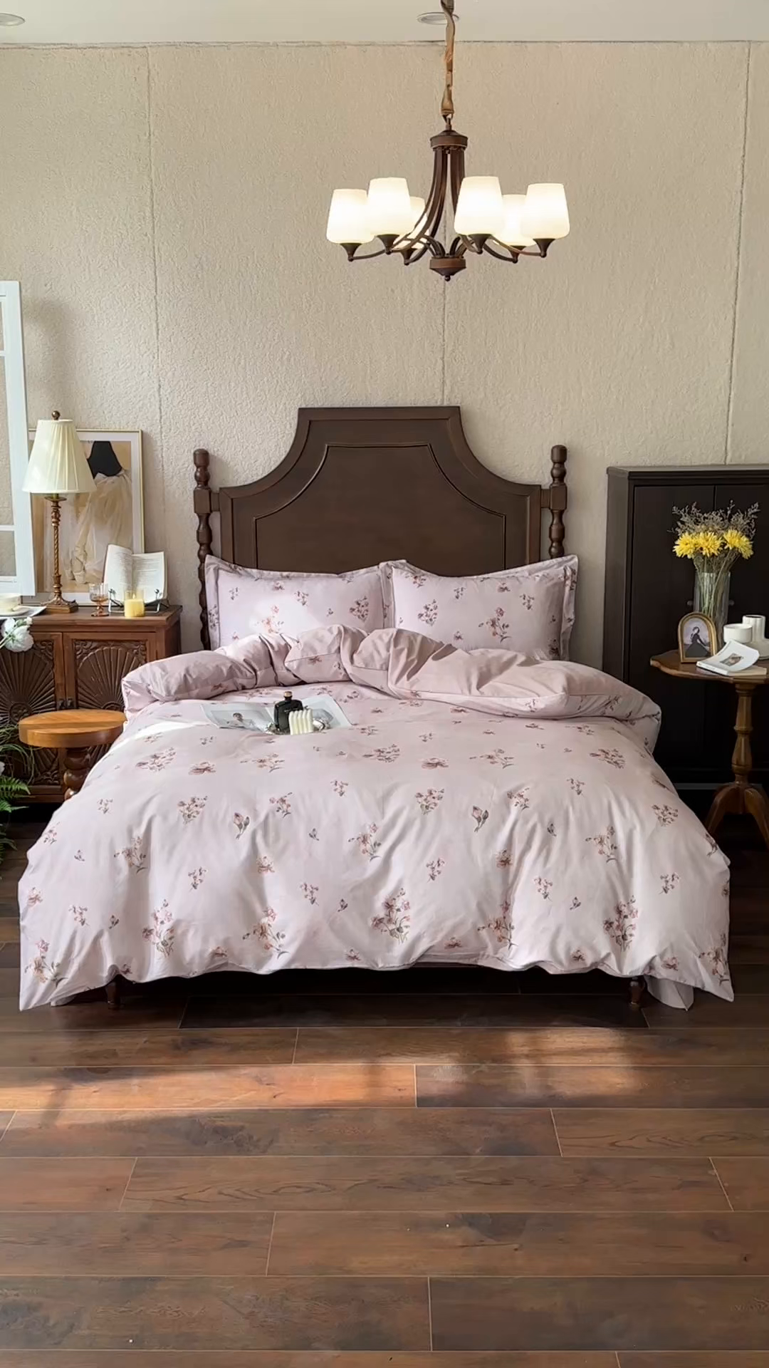 91家纺网 家纺一手货源 找家纺 由丽家纺 2025年5月柔棉全棉纯棉数码印花床单床笠款四件套（控价券后199起） 杜若-红