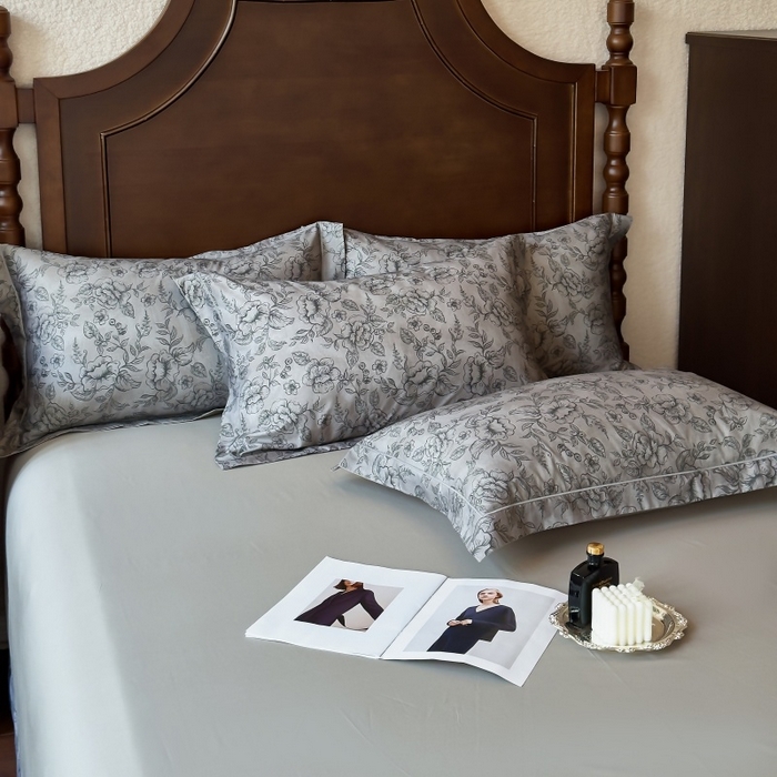 91家纺网 家纺一手货源 找家纺 由丽家纺 2025年5月柔棉全棉纯棉数码印花床单床笠款四件套（控价券后199起） 花景枝-绿