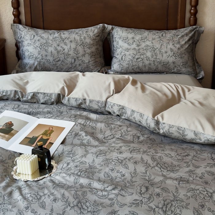 91家纺网 家纺一手货源 找家纺 由丽家纺 2025年5月柔棉全棉纯棉数码印花床单床笠款四件套（控价券后199起） 花景枝-绿