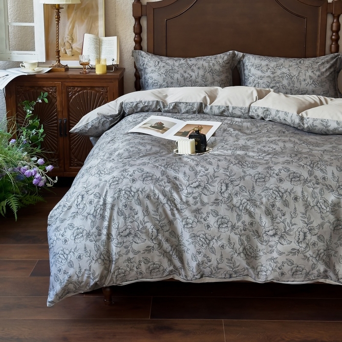 91家纺网 家纺一手货源 找家纺 由丽家纺 2025年5月柔棉全棉纯棉数码印花床单床笠款四件套（控价券后199起） 花景枝-绿