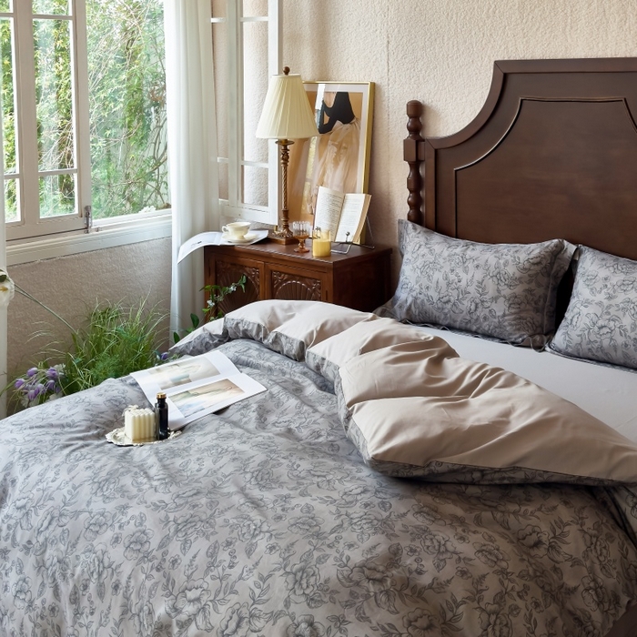 91家纺网 家纺一手货源 找家纺 由丽家纺 2025年5月柔棉全棉纯棉数码印花床单床笠款四件套（控价券后199起） 花景枝-绿