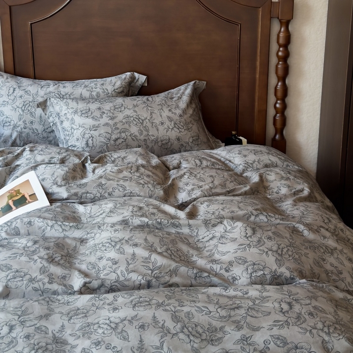 91家纺网 家纺一手货源 找家纺 由丽家纺 2025年5月柔棉全棉纯棉数码印花床单床笠款四件套（控价券后199起） 花景枝-绿