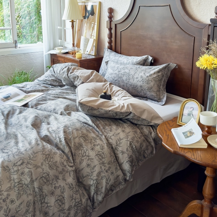 91家纺网 家纺一手货源 找家纺 由丽家纺 2025年5月柔棉全棉纯棉数码印花床单床笠款四件套（控价券后199起） 花景枝-绿