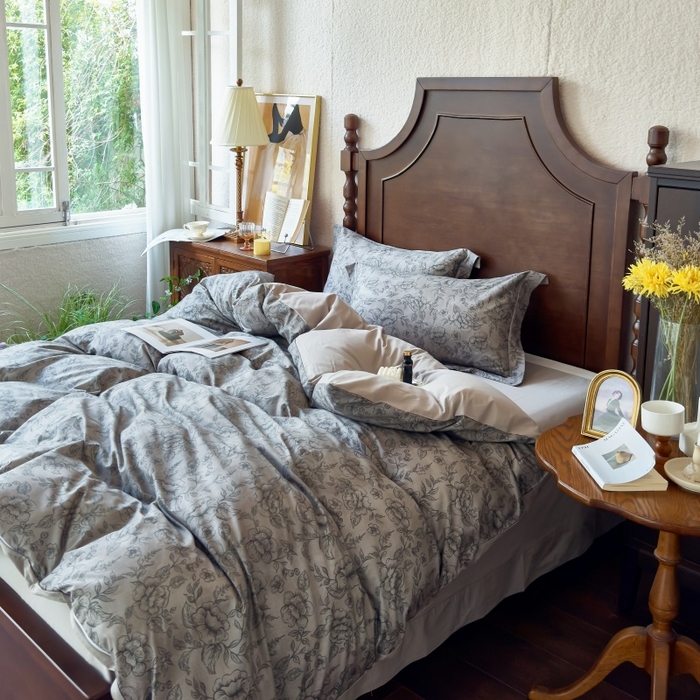 91家纺网 家纺一手货源 找家纺 由丽家纺 2025年5月柔棉全棉纯棉数码印花床单床笠款四件套（控价券后199起） 花景枝-绿