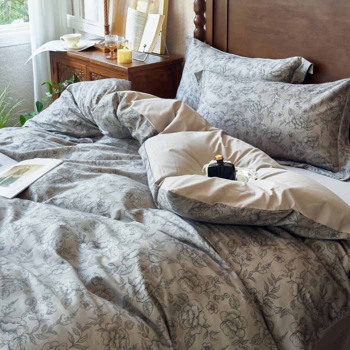 91家纺网 家纺一手货源 找家纺 由丽家纺 2025年5月柔棉全棉纯棉数码印花床单床笠款四件套（控价券后199起） 花景枝-绿