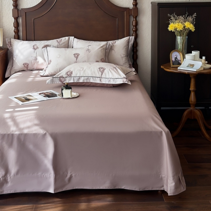 91家纺网 家纺一手货源 找家纺 由丽家纺 2025年5月柔棉全棉纯棉数码印花床单床笠款四件套（控价券后199起） 花穗 粉