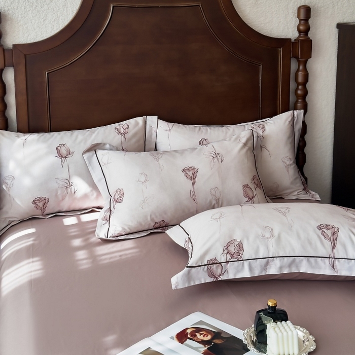 91家纺网 家纺一手货源 找家纺 由丽家纺 2025年5月柔棉全棉纯棉数码印花床单床笠款四件套（控价券后199起） 花穗 粉