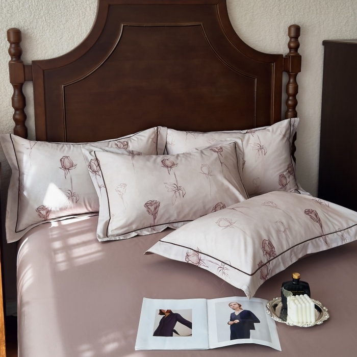 91家纺网 家纺一手货源 找家纺 由丽家纺 2025年5月柔棉全棉纯棉数码印花床单床笠款四件套（控价券后199起） 花穗 粉