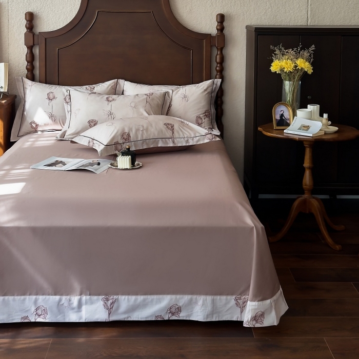 91家纺网 家纺一手货源 找家纺 由丽家纺 2025年5月柔棉全棉纯棉数码印花床单床笠款四件套（控价券后199起） 花穗 粉