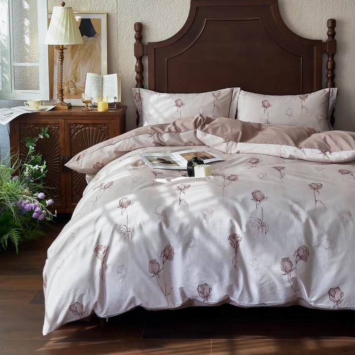 91家纺网 家纺一手货源 找家纺 由丽家纺 2025年5月柔棉全棉纯棉数码印花床单床笠款四件套（控价券后199起） 花穗 粉