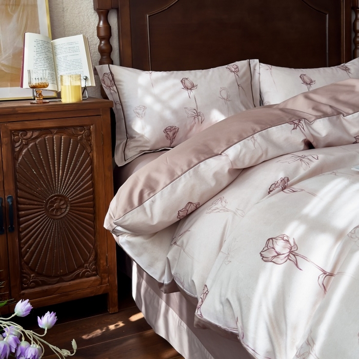 91家纺网 家纺一手货源 找家纺 由丽家纺 2025年5月柔棉全棉纯棉数码印花床单床笠款四件套（控价券后199起） 花穗 粉