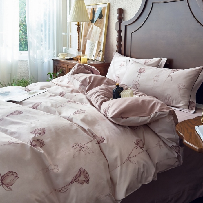 91家纺网 家纺一手货源 找家纺 由丽家纺 2025年5月柔棉全棉纯棉数码印花床单床笠款四件套（控价券后199起） 花穗 粉