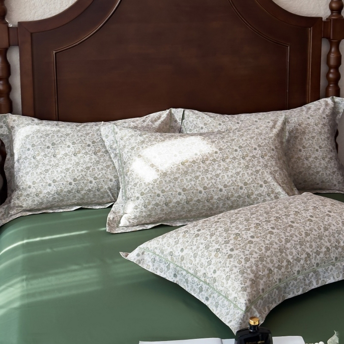 91家纺网 家纺一手货源 找家纺 由丽家纺 2025年5月柔棉全棉纯棉数码印花床单床笠款四件套（控价券后199起） 花枝棠-绿