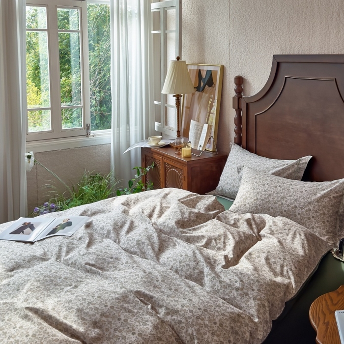 91家纺网 家纺一手货源 找家纺 由丽家纺 2025年5月柔棉全棉纯棉数码印花床单床笠款四件套（控价券后199起） 花枝棠-绿