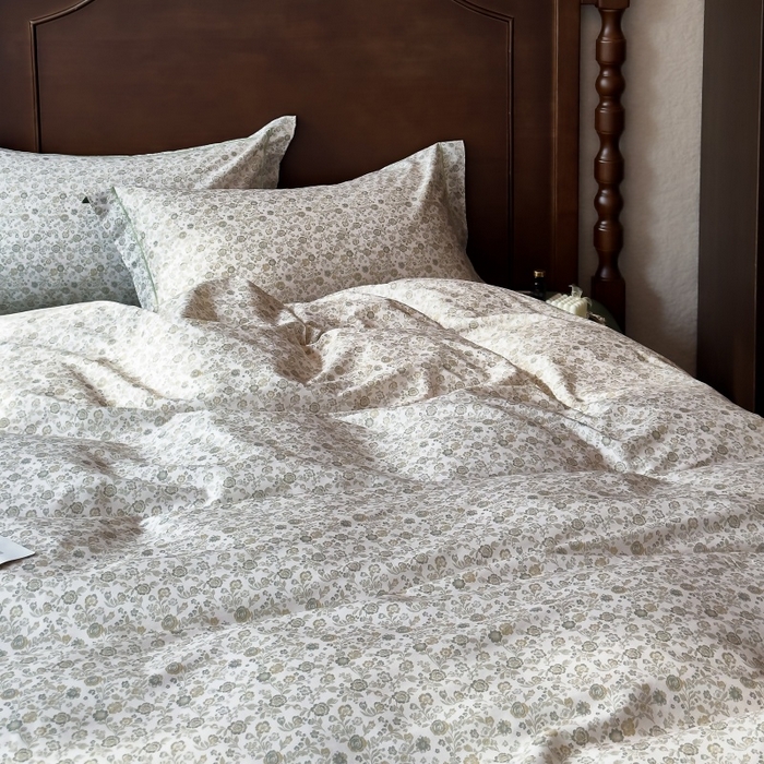 91家纺网 家纺一手货源 找家纺 由丽家纺 2025年5月柔棉全棉纯棉数码印花床单床笠款四件套（控价券后199起） 花枝棠-绿