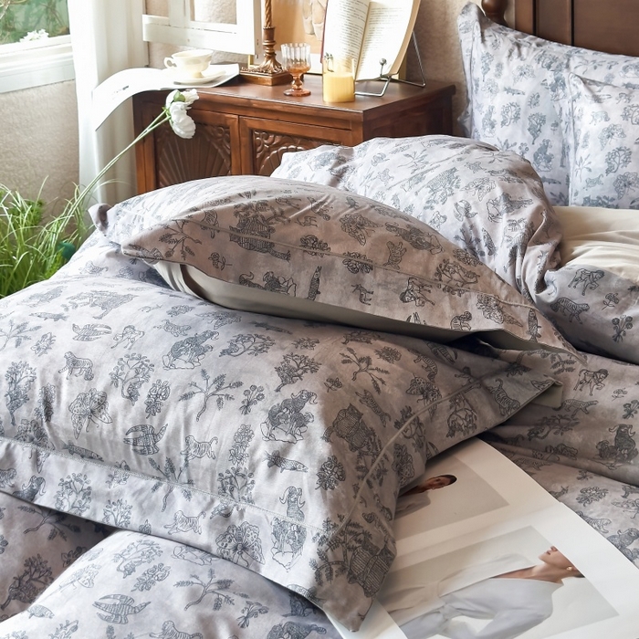 91家纺网 家纺一手货源 找家纺 由丽家纺 2025年5月柔棉全棉纯棉数码印花床单床笠款四件套（控价券后199起） 麦琳-绿