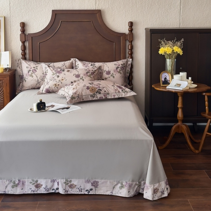 91家纺网 家纺一手货源 找家纺 由丽家纺 2025年5月柔棉全棉纯棉数码印花床单床笠款四件套（控价券后199起） 雪梦-绿