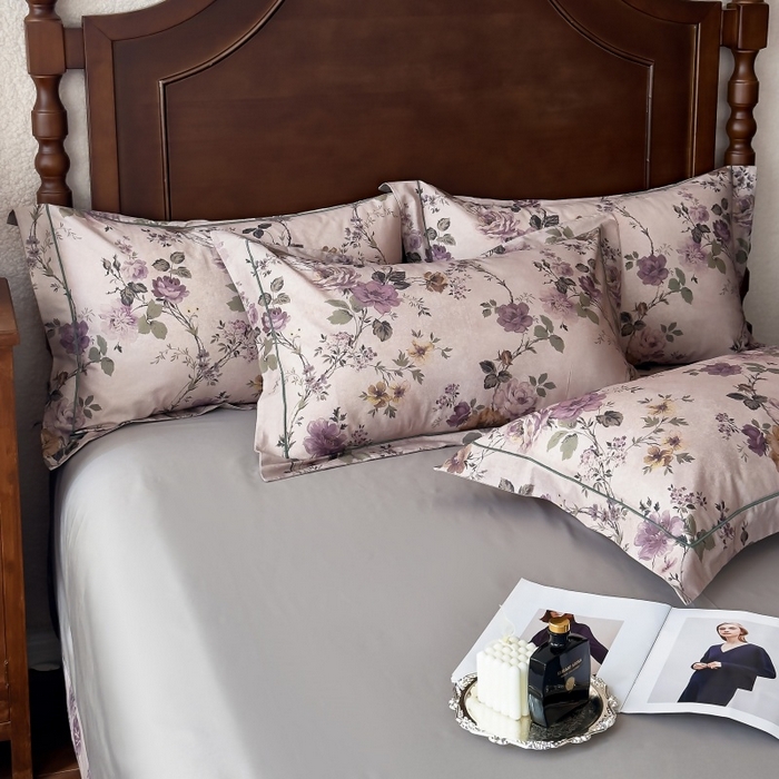 91家纺网 家纺一手货源 找家纺 由丽家纺 2025年5月柔棉全棉纯棉数码印花床单床笠款四件套（控价券后199起） 雪梦-绿