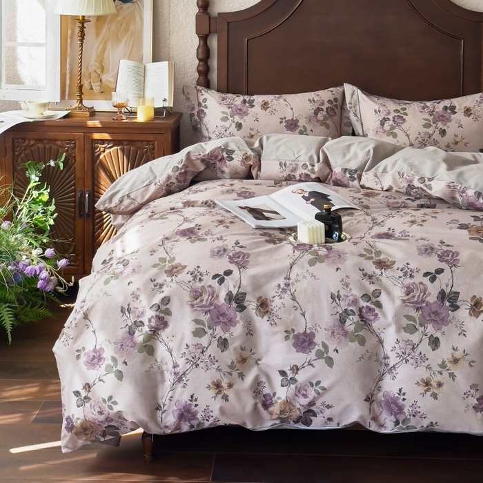 91家纺网 家纺一手货源 找家纺 由丽家纺 2025年5月柔棉全棉纯棉数码印花床单床笠款四件套（控价券后199起） 雪梦-绿