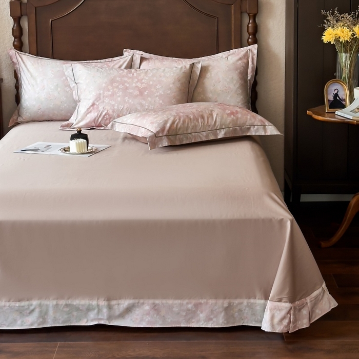 91家纺网 家纺一手货源 找家纺 由丽家纺 2025年5月柔棉全棉纯棉数码印花床单床笠款四件套（控价券后199起） 云梦海棠