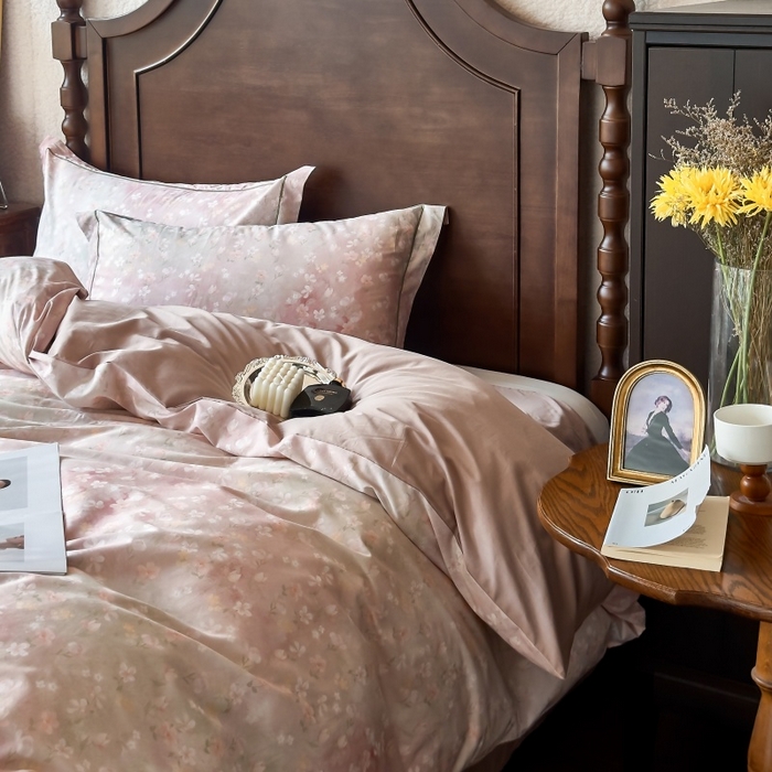 91家纺网 家纺一手货源 找家纺 由丽家纺 2025年5月柔棉全棉纯棉数码印花床单床笠款四件套（控价券后199起） 云梦海棠