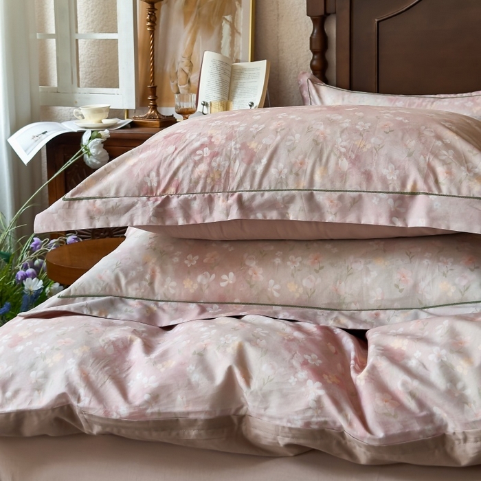 91家纺网 家纺一手货源 找家纺 由丽家纺 2025年5月柔棉全棉纯棉数码印花床单床笠款四件套（控价券后199起） 云梦海棠