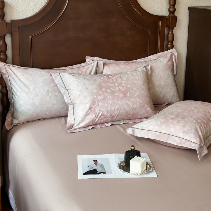 91家纺网 家纺一手货源 找家纺 由丽家纺 2025年5月柔棉全棉纯棉数码印花床单床笠款四件套（控价券后199起） 云梦海棠