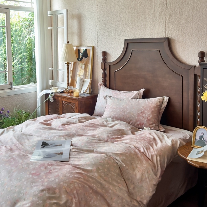 91家纺网 家纺一手货源 找家纺 由丽家纺 2025年5月柔棉全棉纯棉数码印花床单床笠款四件套（控价券后199起） 云梦海棠