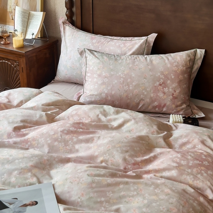 91家纺网 家纺一手货源 找家纺 由丽家纺 2025年5月柔棉全棉纯棉数码印花床单床笠款四件套（控价券后199起） 云梦海棠