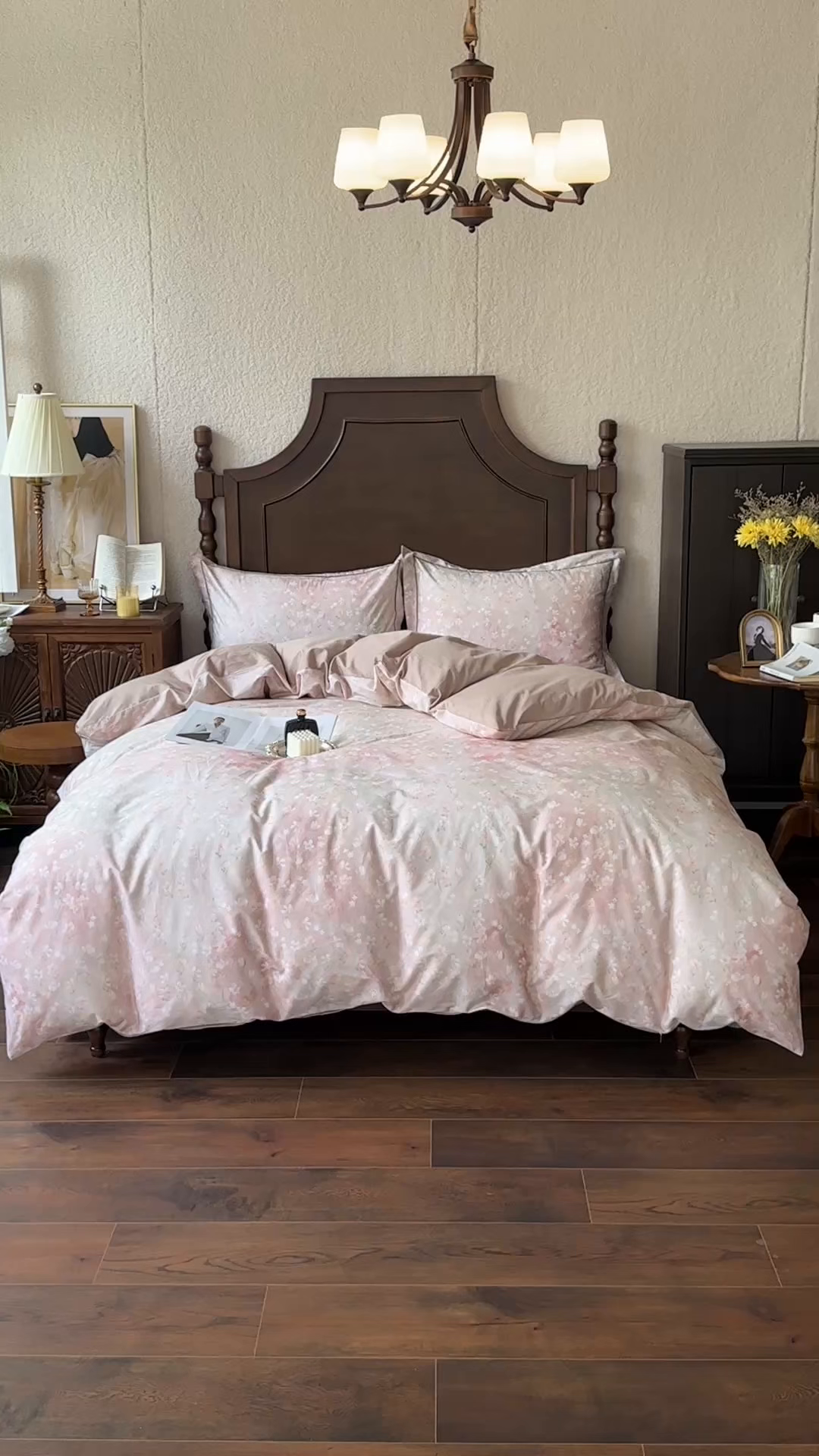 91家纺网 家纺一手货源 找家纺 由丽家纺 2025年5月柔棉全棉纯棉数码印花床单床笠款四件套（控价券后199起） 云梦海棠