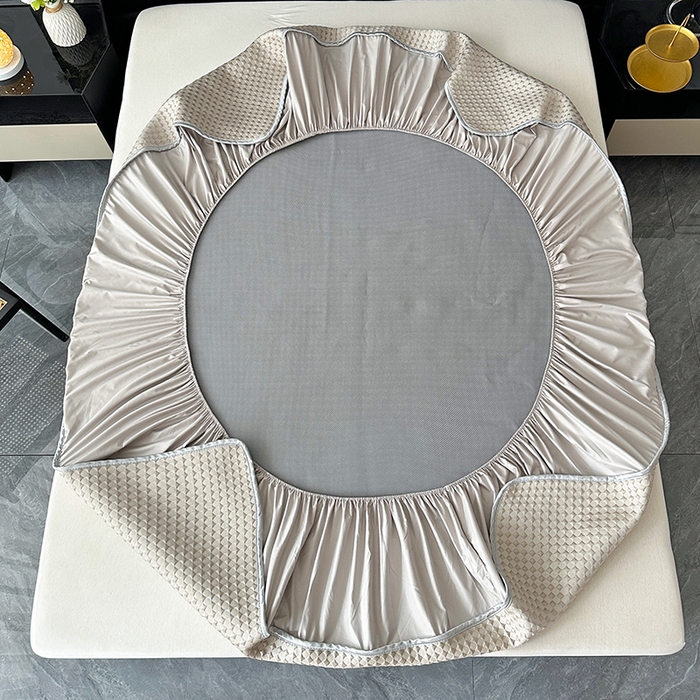 91家纺网 家纺一手货源 找家纺 代芙家纺 2025新款PE凉感软凉席床笠款三件套 咖色