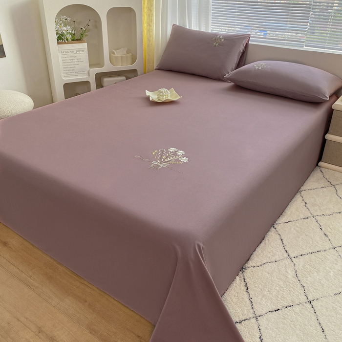 91家纺网 家纺一手货源 找家纺 暖季2025新款加厚加密40s全棉床单 琉璃豆沙