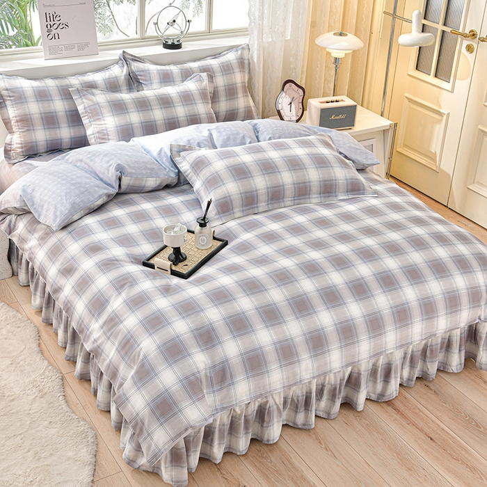 91家纺网 家纺一手货源 找家纺 绘萱家居 2025新款100%全棉床裙款斜纹印花四件套 品格