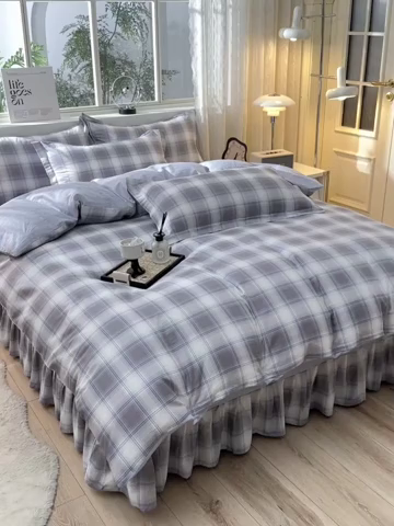 91家纺网 家纺一手货源 找家纺 绘萱家居 2025新款100%全棉床裙款斜纹印花四件套 品格