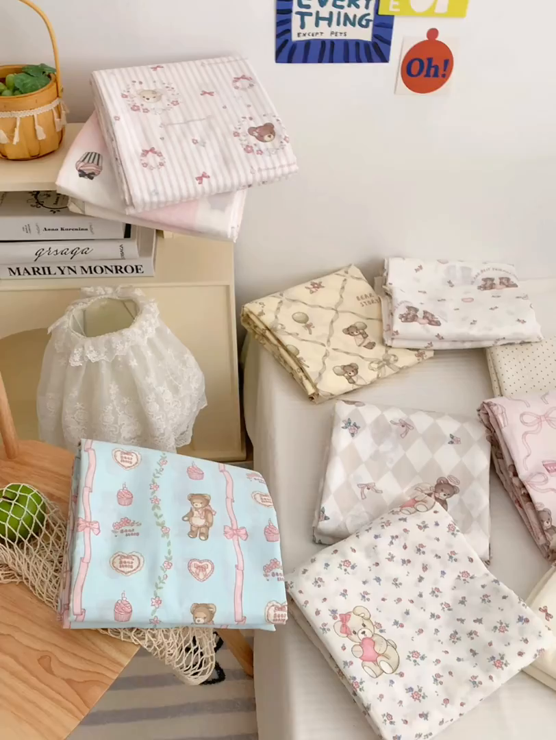 91家纺网 家纺一手货源 找家纺 （总）柚可家居 2024新款活性印花小熊系列单被套