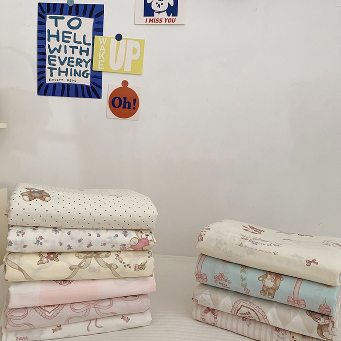 91家纺网 家纺一手货源 找家纺 （总）柚可家居 2024新款活性印花小熊系列单被套