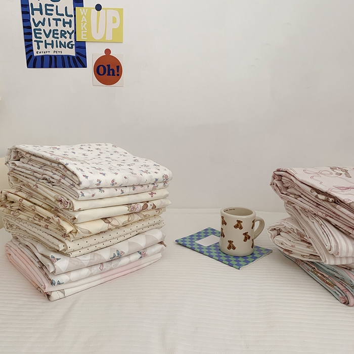 91家纺网 家纺一手货源 找家纺 柚可家居 2024新款活性印花小熊系列单被套 爱心小熊