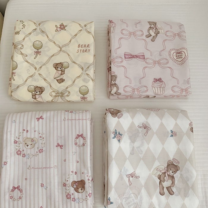 91家纺网 家纺一手货源 找家纺 柚可家居 2024新款活性印花小熊系列单被套 爱心小熊