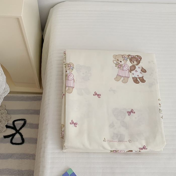 91家纺网 家纺一手货源 找家纺 柚可家居 2024新款活性印花小熊系列单被套 糖果小熊