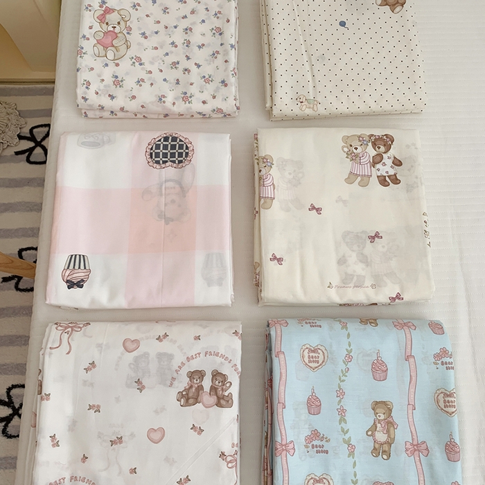 91家纺网 家纺一手货源 找家纺 柚可家居 2024新款活性印花小熊系列单被套 糖果小熊