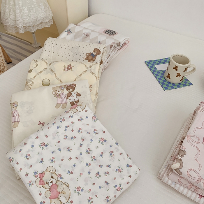 91家纺网 家纺一手货源 找家纺 柚可家居 2024新款活性印花小熊系列单被套 恋爱小熊