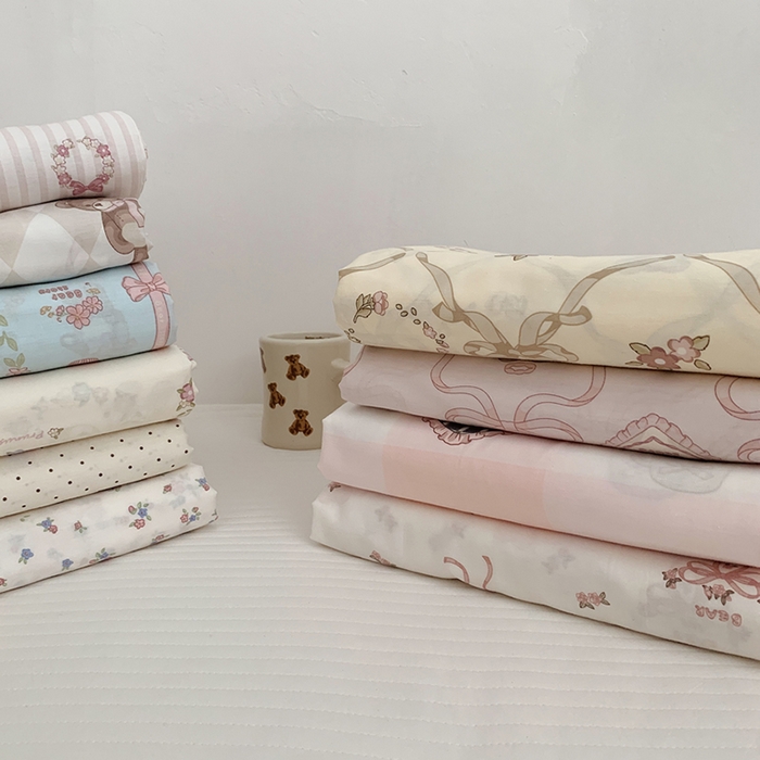 91家纺网 家纺一手货源 找家纺 柚可家居 2024新款活性印花小熊系列单被套 奶油小熊