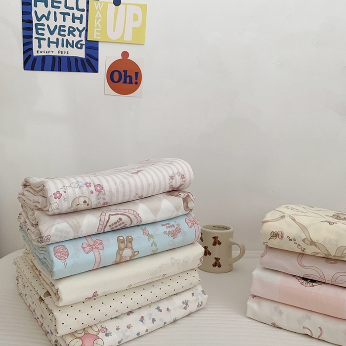 91家纺网 家纺一手货源 找家纺 柚可家居 2024新款活性印花小熊系列单被套 奶油小熊