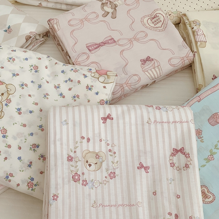 91家纺网 家纺一手货源 找家纺 柚可家居 2024新款活性印花小熊系列单被套 碎花小熊