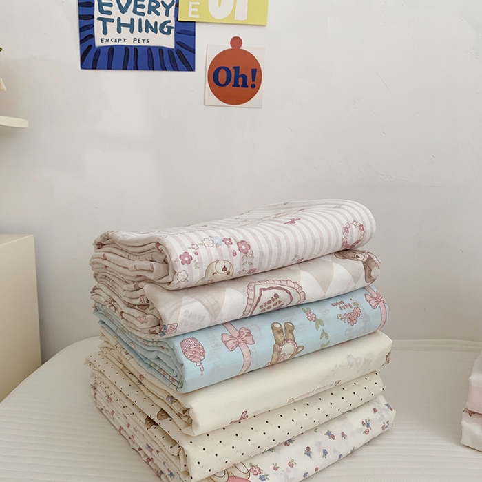 91家纺网 家纺一手货源 找家纺 柚可家居 2024新款活性印花小熊系列单被套 甜酷小熊